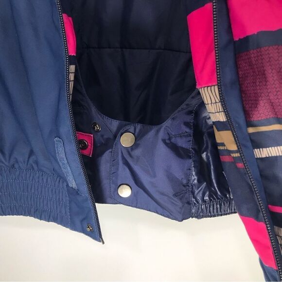 O’Neill Freedom Series Navy Blue Pink Custom Bomber Long Fit Ski Jacket - Picture 11 of 16